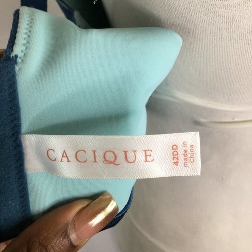 Cacique BH leicht gefüttert vollflächig blau Spitze geblümt 42DD verstellbare Träger - Bild 2 von 6