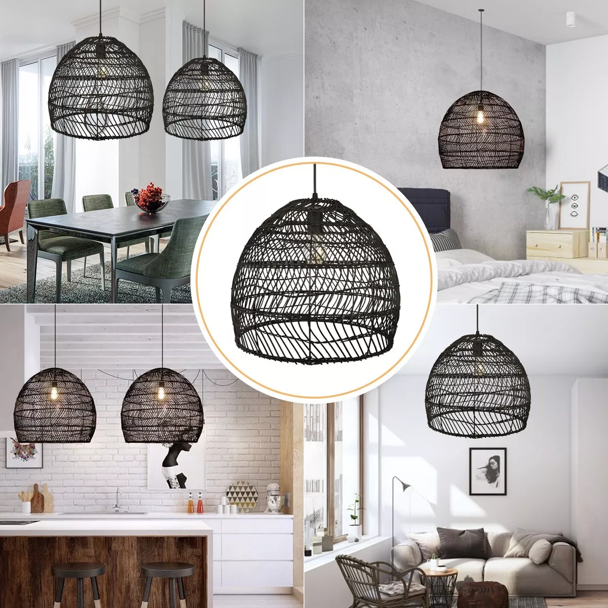 Wicker hanging light sale fixtures