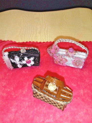 3 NEW Purses for Barbie or Compatible Dolls 11" to 18" Tall. Purses won't Open. - Imagen 2 de 4