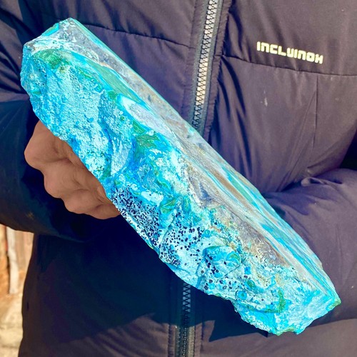 10.47LB Natural Chrysocolla/ Blue Malachite transparent cluster minera - Picture 21 of 24