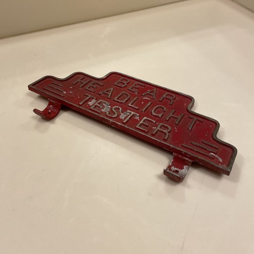 Bear Headlight Tester Metal Embossed Equipment Topper Sign Vintage - Picture 3 of 5