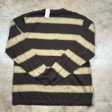 New Gap Sweater Pullover Men XL Brown Striped Knit Crew Neck Long Sleeve