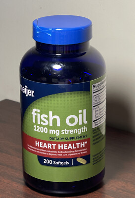 Meijer Fish Oil 1200 mg strength 200 Softgels--New