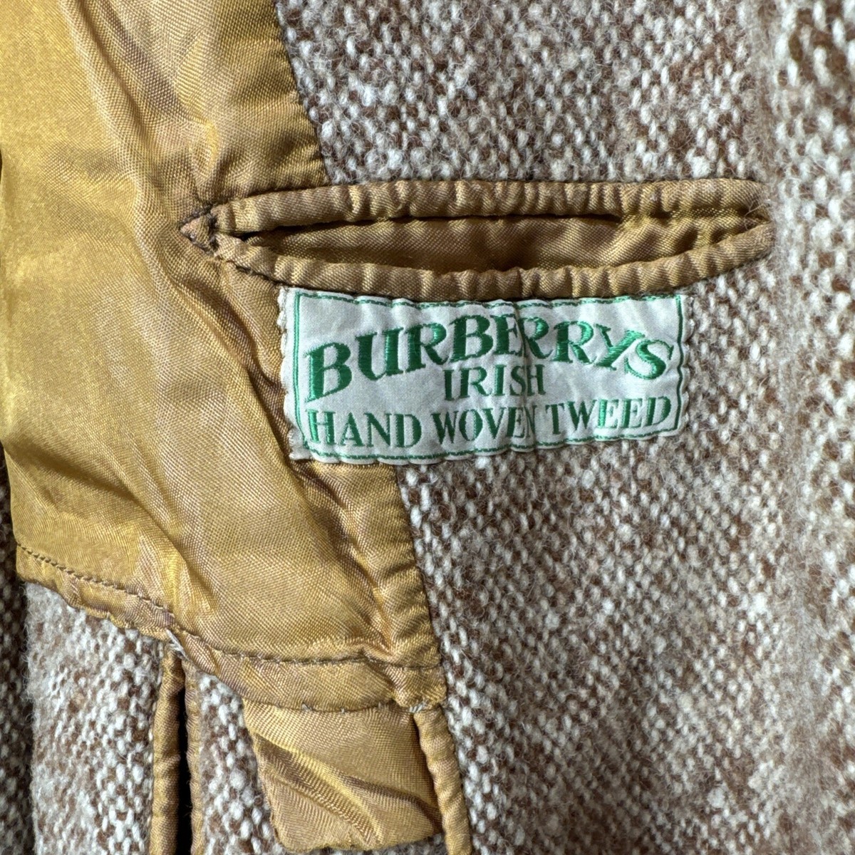 Vintage Burberrys Irish Hand Woven Tweed Long Coat Made In Vintage Burberrys Irish Hand Woven Tweed Long Coat Made In