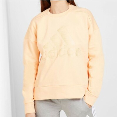 Adidas Crew-Neck ID Glam-Logo Sweatshirt Orange, Small #7911