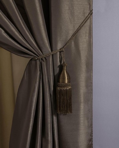 Chezmoi Collection Royale Jacquard Blumenvorhang Set mit angebrachter Schürze - Bild 13 von 24
