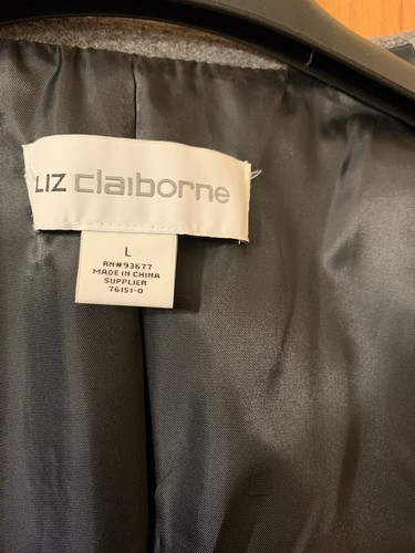 Liz Claiborne Wollmantel angeraut 66 % Wolle Damen Größe L Large meliert grau neu mit Etikett - Bild 5 von 10