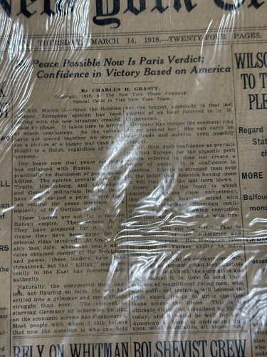 1918 MARCH 14 NEW YORK TIMES - GERMAN TROOPS NOW OCCUPY ODESSA - With COA - Picture 7 of 12