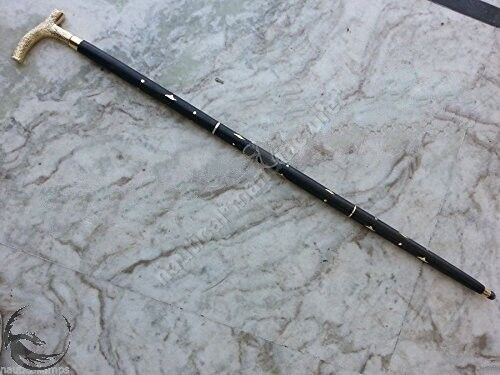 Vintage Brass Handle Antique Victorian Cane wooden Walking Stick Style Designer - Picture 6 of 12