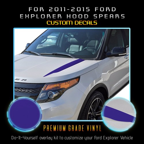 For 2011-2015 Ford Explorer Hood Cowl Spears Stripes Graphic Decal - Matte Vinyl - Picture 17 of 18