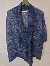 One hundred stars Marbled Indigo Rachel Blouse Top Size Small/Medium Cowl Neck