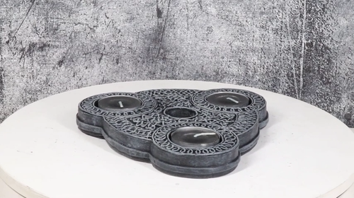 Candelabro cónico triple diosa nudo celta triquetra triple votivos Wicca - Vídeo 1 de 1