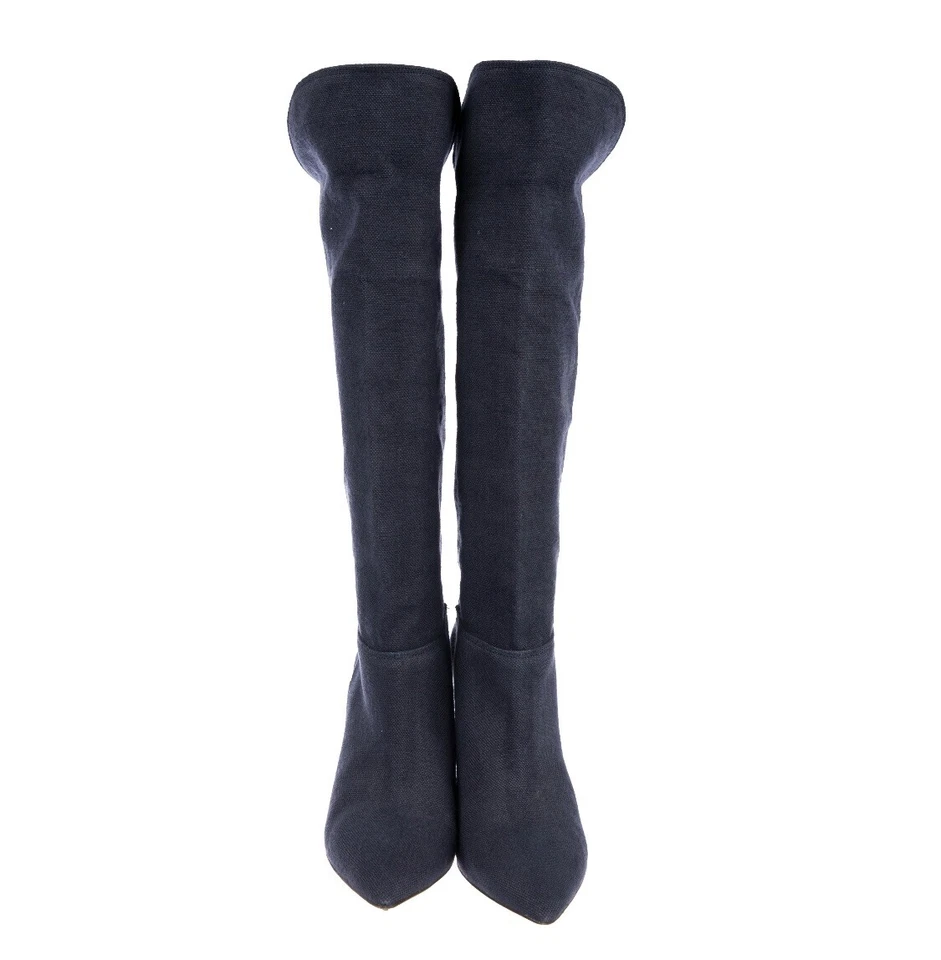 Isabel Marant Blue Canvas & Leather Heeled Boots - Image 2 of 4