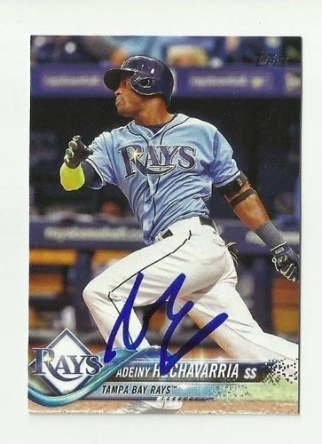 Tampa Bay Rays ADEINY HECHAVARRIA Signed 2018 Topps Series 1 Card #164 - Picture 1 of 1