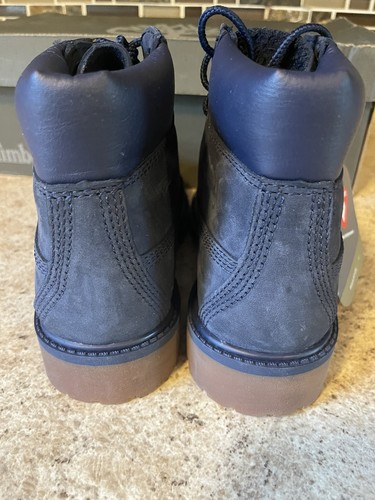 Timberland Youth Size 13 Navy Blue Premium 6" Inch Nubuck Waterproof Boots - Picture 7 of 12