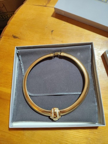 Vintage Avon 1886-1986 100 Year Gold Tone Rhinestone Choker Necklace - Picture 1 of 5