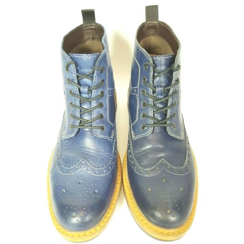 Clarks England Men's Blue Wingtip Leather Ankle Lace Up Boots Size 8.5 - Picture 3 of 9