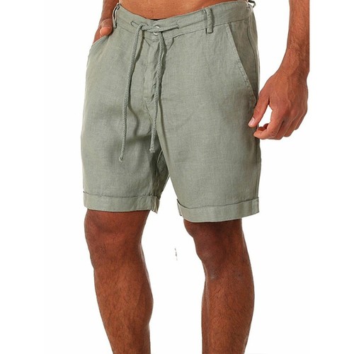 Cotton Linen Casual Shorts For Men Summer Thin Solid Color Sports Pants - Picture 8 of 31