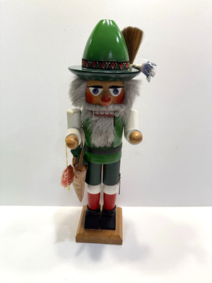 Vtg Steinbach Wooden Bavarian Huntsman Nutcracker Green Hat Christmas 15''