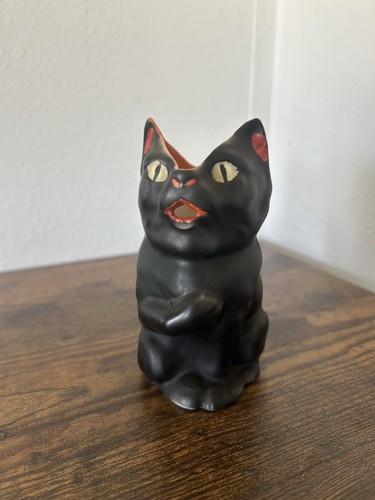 RARA brocca vintage porcellana Royal Bayreuth gatto nero Baviera timbrata - Foto 1 di 14