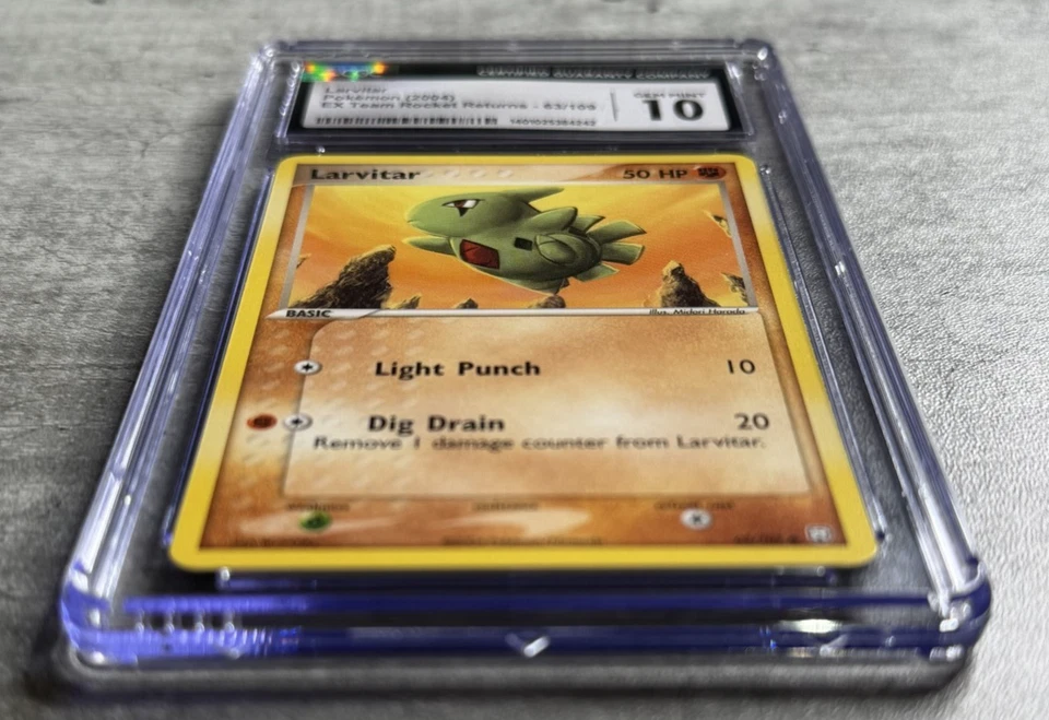 Pokemon Card Larvitar CGC 10 Gem Mint, EX Team Rocket Returns 63/109, 2004 (1) - Image 3 of 4