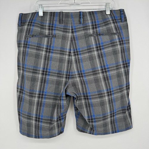 Tommy Bahama Shorts Mens 36 Gray Blue Plaid Performance Stretch Chino Preppy - Picture 5 of 8