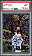 Kevin Garnett Auto 1995 Fleer Metal RC 167 Timberwolves PSA 9 Auto GM 10 PSA/DNA
