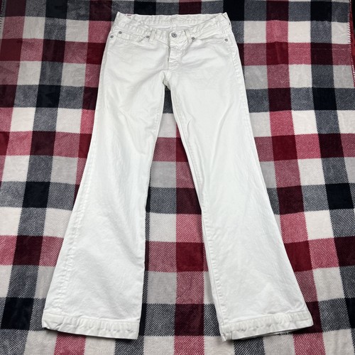 7 FOR ALL MANKIND DOJO Damen 29 x 31" weiß Denim Boho Schlag Jeans Hose USA