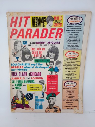 Hit Parader June 1966 Herman's Hermits Beatles Animals Mamas & Papas Yarbirds - Picture 1 of 4