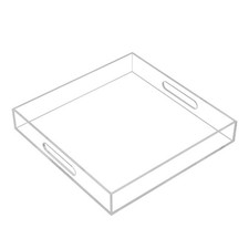 Clear Sturdy Acrylic Serving Tray with Handles - 12x12Inch Coffee, Appetizer