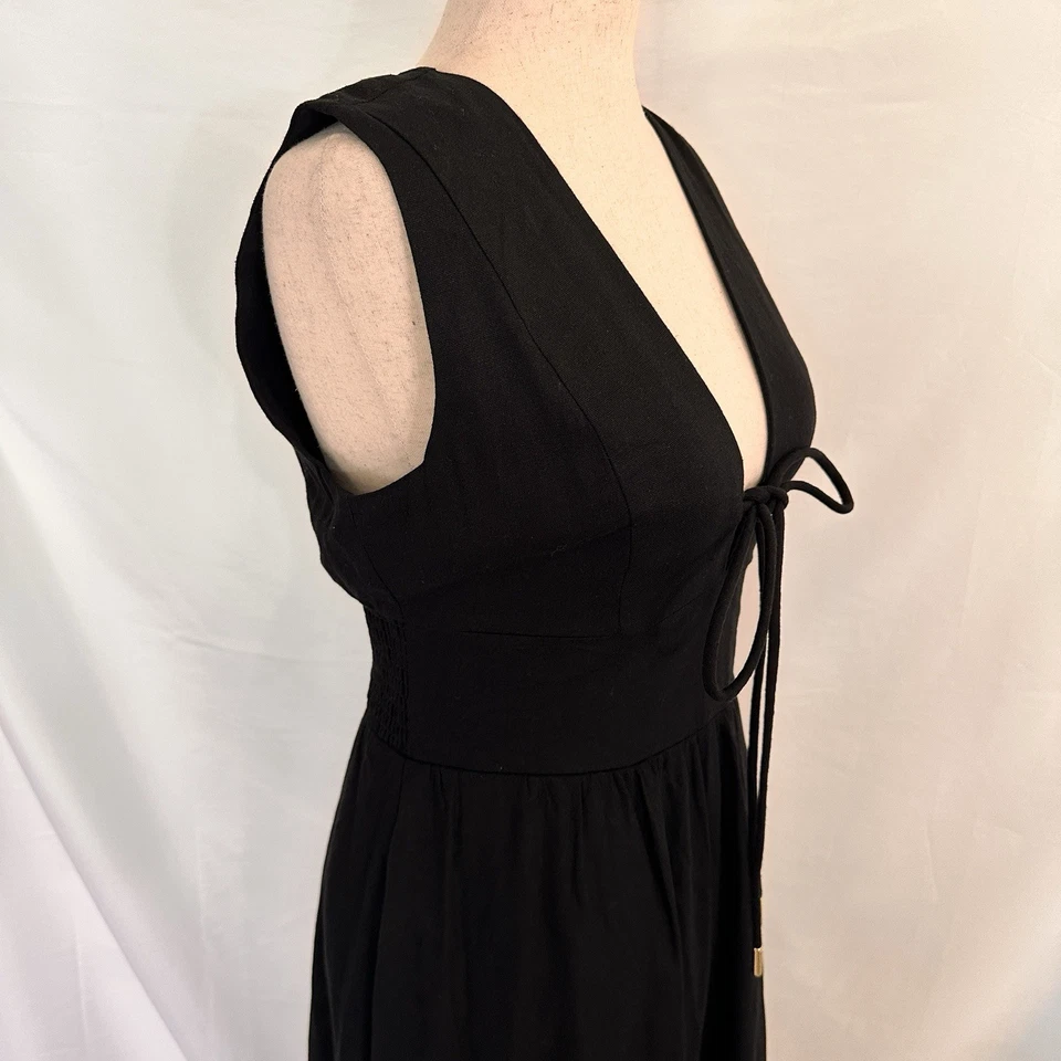 Christian Lacroix Linen Blend Maxi Dress Black Small Party Cocktail Minimalist - Image 4 of 4