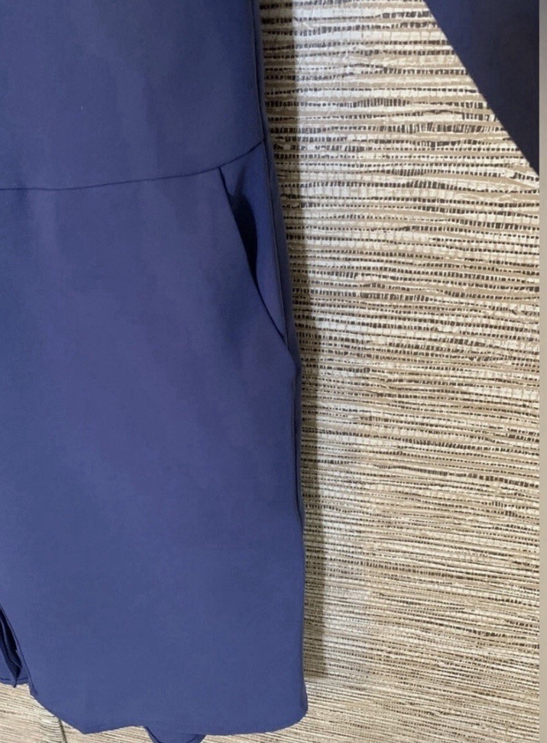 FILA Savile Row London Chiffon Camicia Vestito Collo Mandarino Pervinca Blu Taglia 4