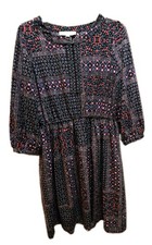 Loft S Boho Floral Geometric Long Sleeved Dress Vacation Casual Spring Fall