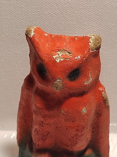 Rara antica figura Halloween polp paper mache gufo papermâché 3,5” HTF - Foto 4 di 15