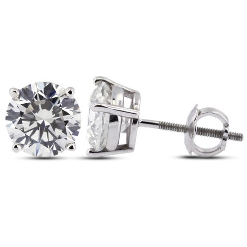 0.5 CT Lab-Created Diamonds E/VS1 Round Cut 14K White Gold 4-Prong Classic Studs - Picture 6 of 10