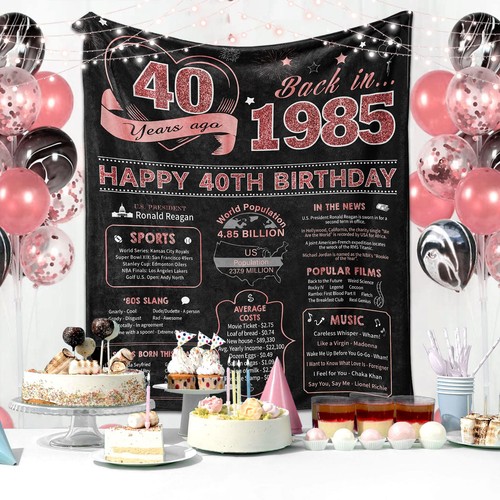 40th Birthday Gifts for Women Blanket 60"X 50", 40 Year Old Birthday Gifts fo... - Picture 4 of 7