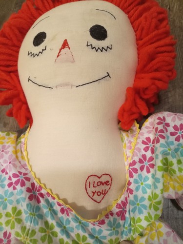 Vintage Raggedy Ann Puppe 24 Zoll I Love You genäht - Bild 5 von 7