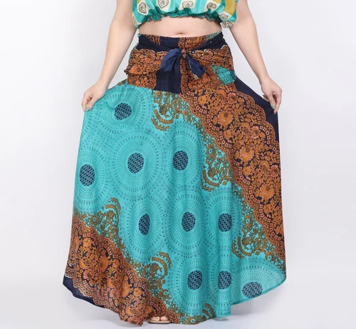 Women Hippie Style Thai Tie knot Printed Long Maxi Skirts Wholesale Mix 10pc lot