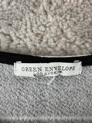 Green Envelope Plus Sz 1X Striped Bell Sleeve Top Black White 3/4 Sleeve Casual - Picture 5 of 7