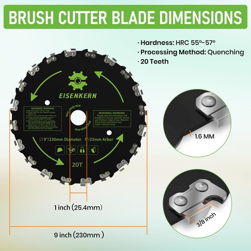9" Chainsaw Brush Cutter Blade for Weedeater - 20 Tooth Circular Trimmer Brus... - Picture 3 of 7