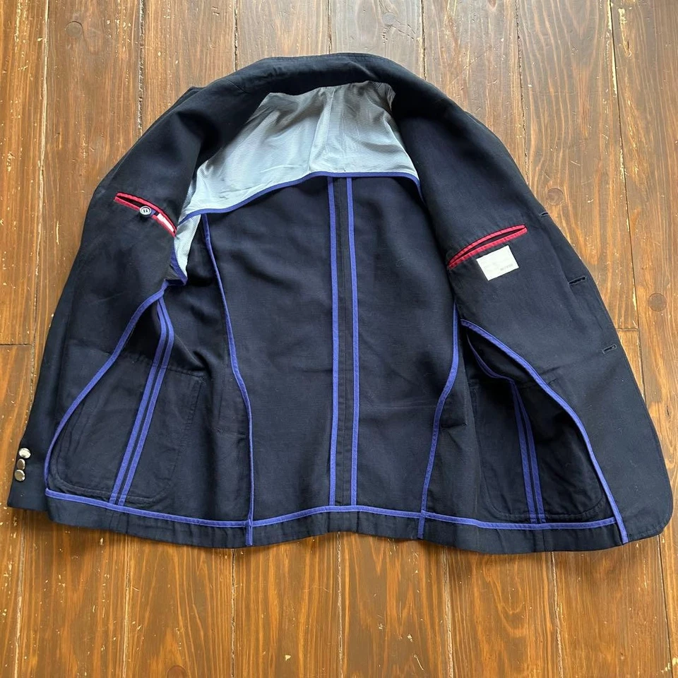 Chaqueta Band of Outsiders de lino azul marino talla S a medida hecha en Italia Foto 3 de 4