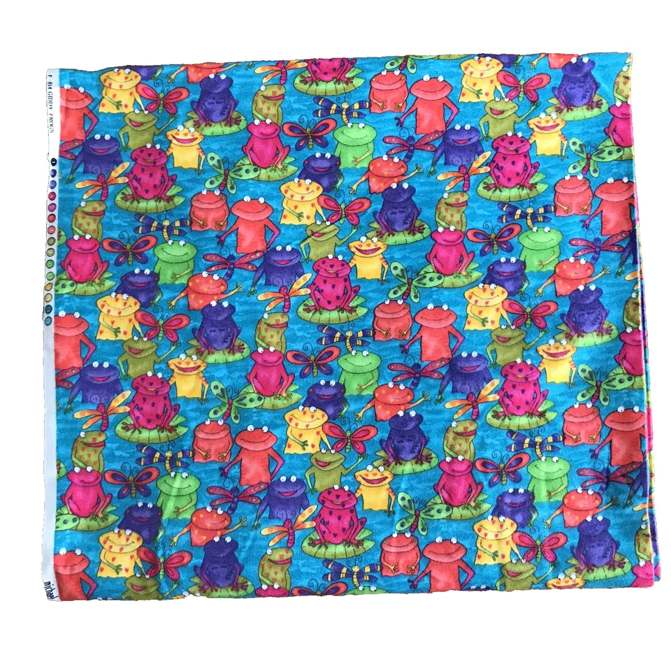 Vtg Michael Miller Fabric Flannel F#814 Whimsical Giddy Frogs 4 yards x 43" wide - Image 3 of 4