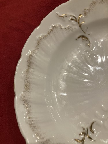 De colección Antiguo París Dorado Sobre Blanco Porcelana Diseño Onda Cuenco 7 1/2" - Imagen 7 de 8
