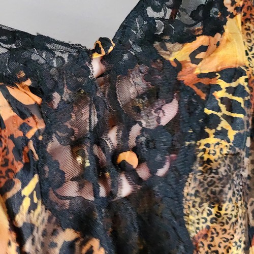 Solange Satin Animal Print Lace Chemise Playsuit Plus Size 18/20 Nightgown Sexy - Picture 13 of 23