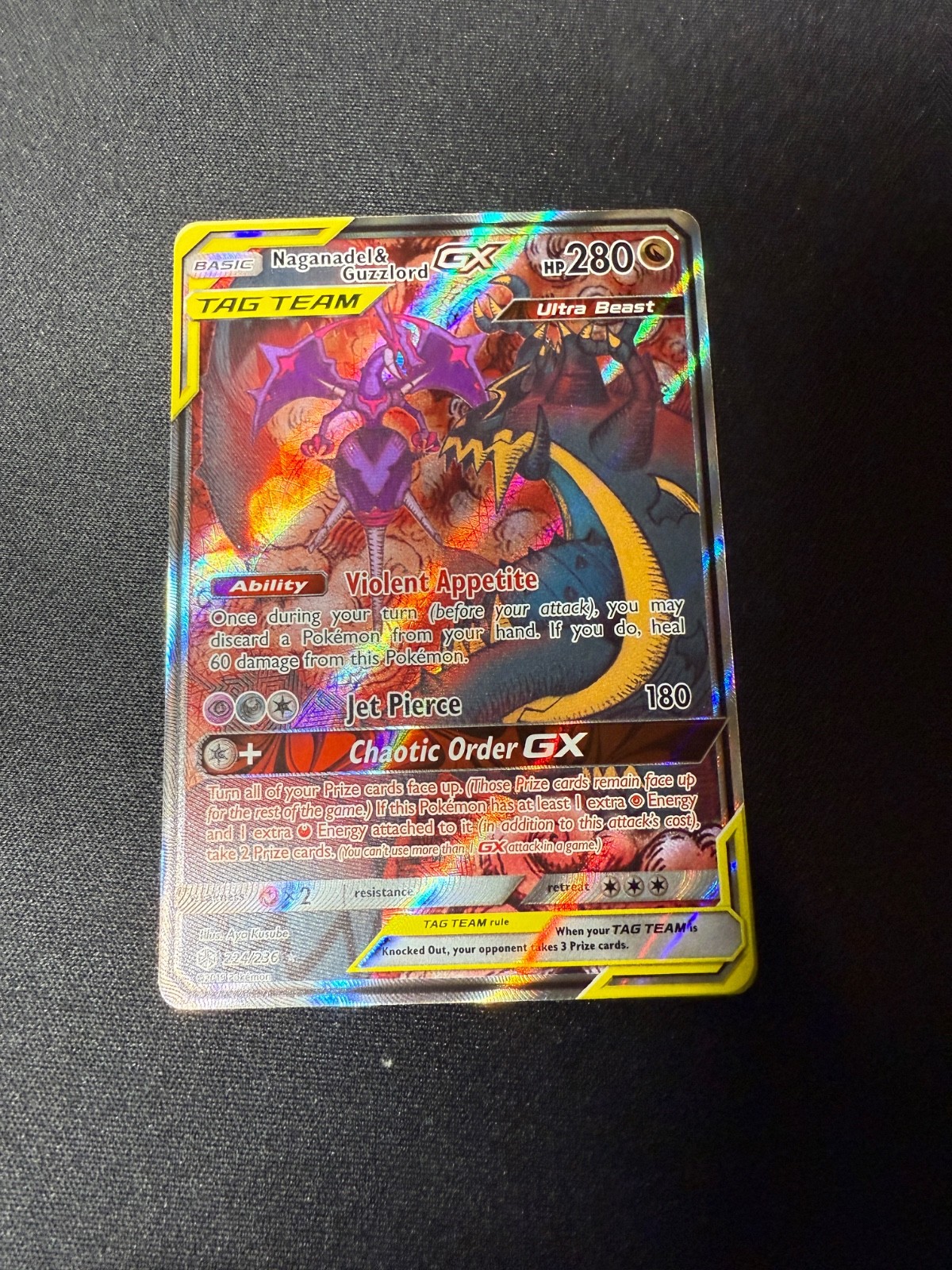 Naganadel & Guzzlord GX (Alternate Full Art) 224/236 Sm-Cosmic Eclipse Holo NM