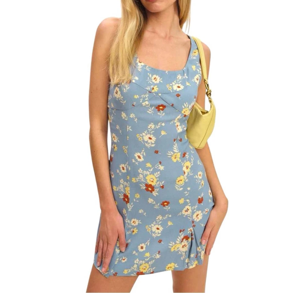 NWT Reformation x Devon Lee Carlson Cher Mini Dress size 6 in Janie Blue - Image 2 of 4