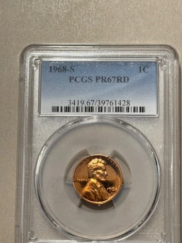 1968-S Lincoln Cent Proof graded  PCGS PR67RD