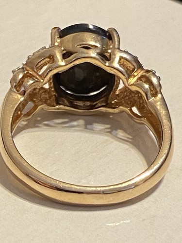 925 VERMEIL STERLING SILVER DARK BLUE SAPPHIRE RING SIZE 8.75 - Picture 8 of 10