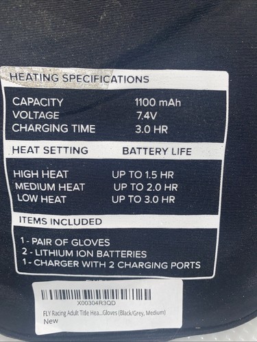 New Fly Racing Title Heated Snow Snowmobile Winter Gloves Grey All Sizes - Picture 5 of 11