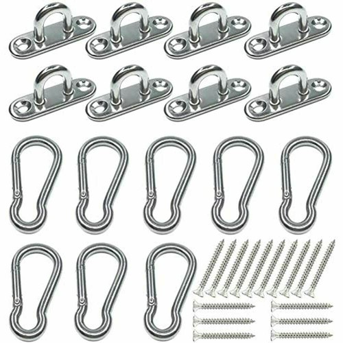 8 Pcs Stainless Steel 1.8 Inch Pad Eye Plate U Hooks + 8pcs Snap Staple Kit ~ - Picture 8 of 8
